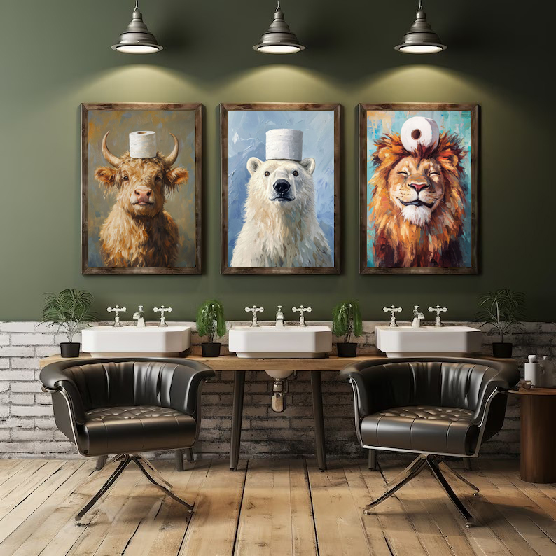 Cartoon Cute Funny Animals wit - Home Bathroom Pictures review and price