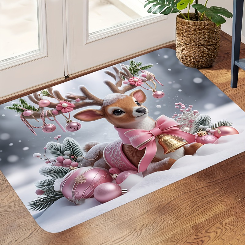 Pink Christmas Reindeer Flanne - Home Bathroom Scene review and price
