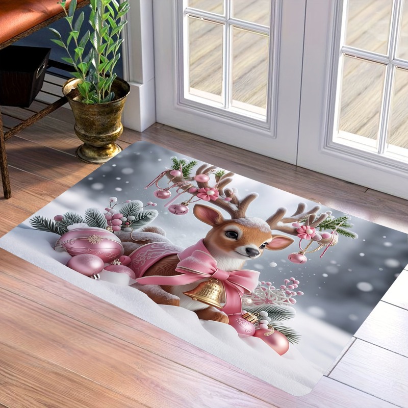 Pink Christmas Reindeer Flanne - Home Bathroom Scene review and price