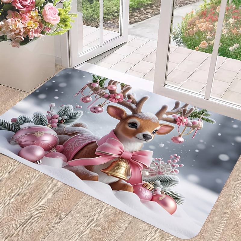 Pink Christmas Reindeer Flanne - Home Bathroom Scene review and price