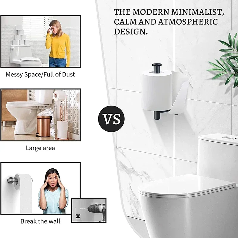 Black Self Adhesive Toilet Pap - Home Bathroom Paper Towel Holder review and price