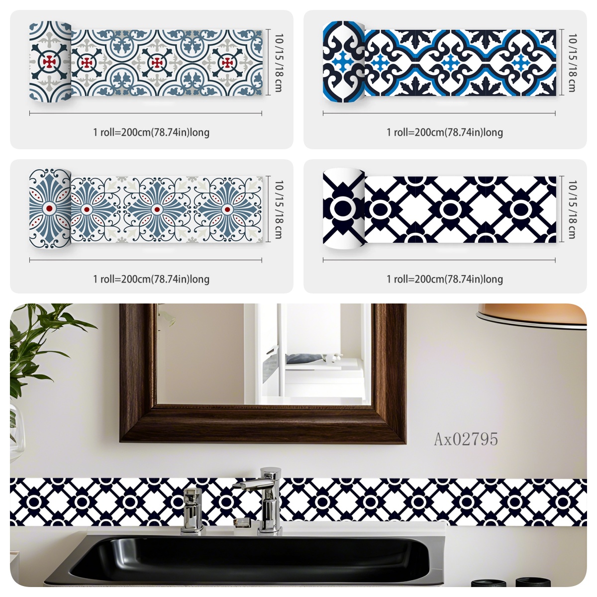 Boho Mediterranean Tile Border - Home Bathroom Tiles Design review and price