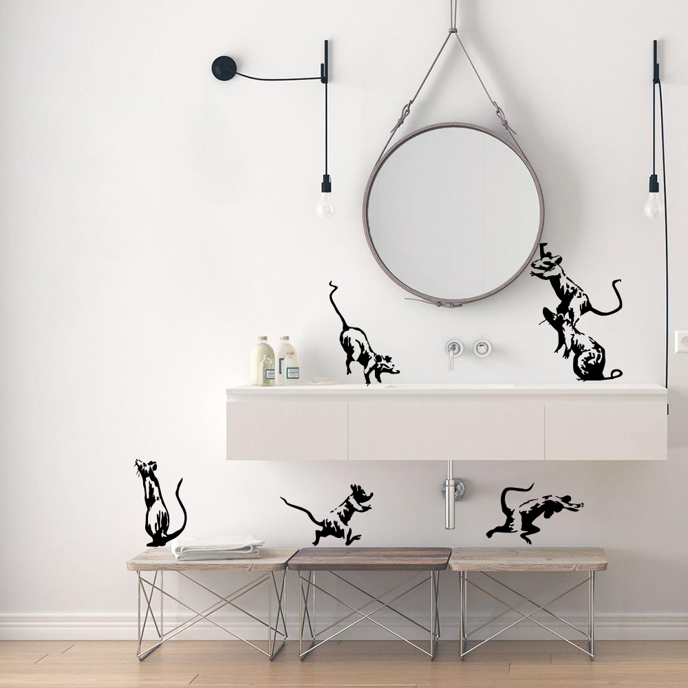 5Pcs Banksy Toilet Rats Wall S - Home Bathroom Tiles review and price