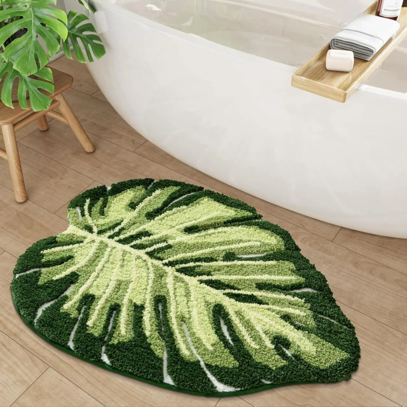 VIKAMA Small Fresh Green Leaf  - Zara Home Bathroom Mat review and price
