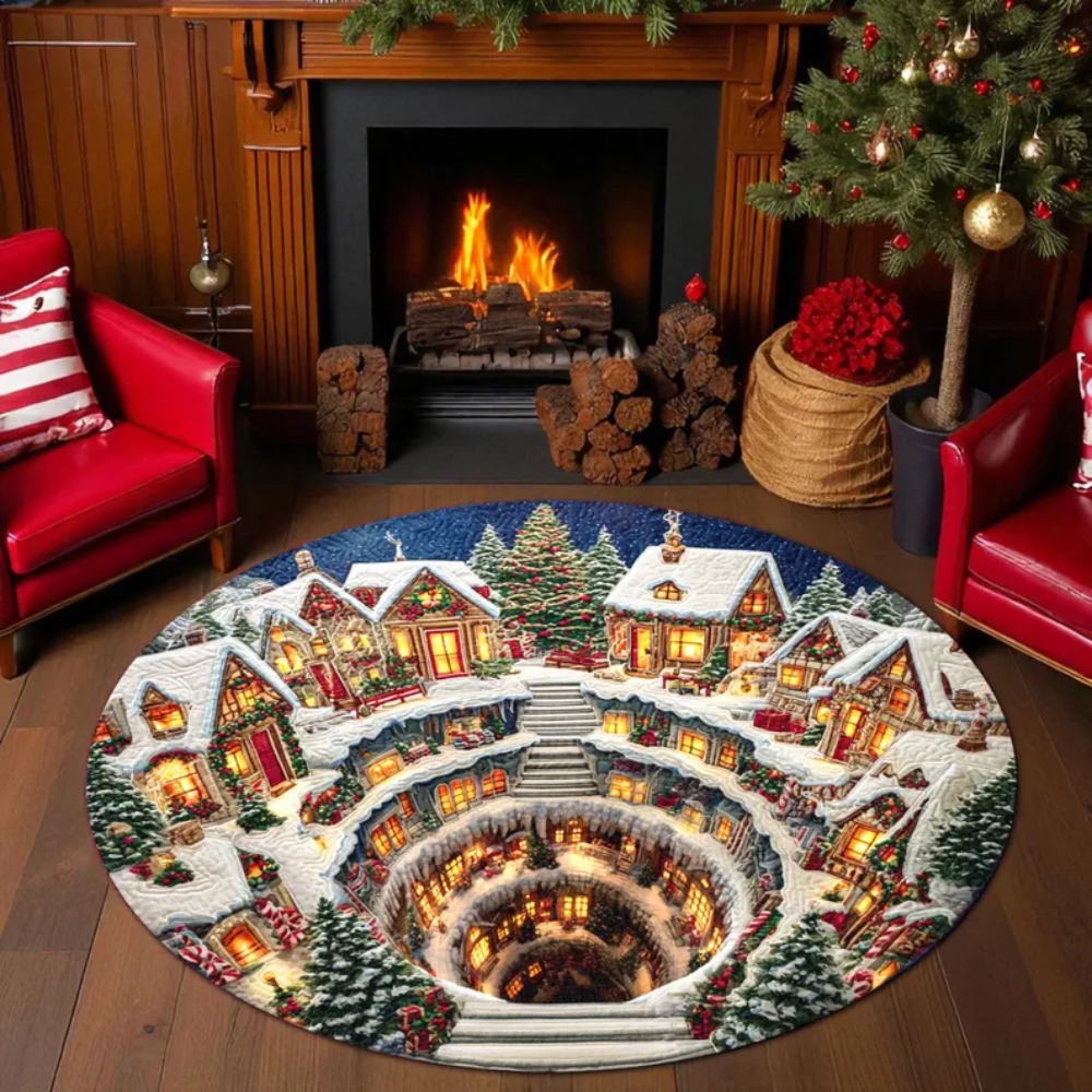 Christmas 3D Illusion Round Ca - Home Bathroom Scene review and price