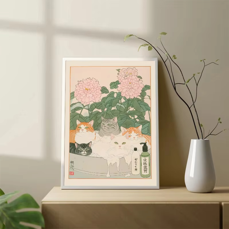 Frameless Cat in the Bathtub J - Home Bathroom Pictures review and price