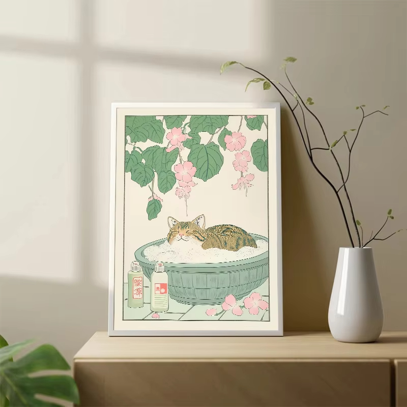 Frameless Cat in the Bathtub J - Home Bathroom Pictures review and price