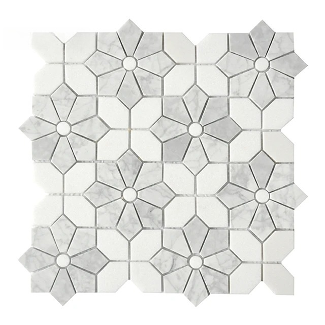 Mosaic Marble Tile for White M - Home Bathroom Tiles Design review and price