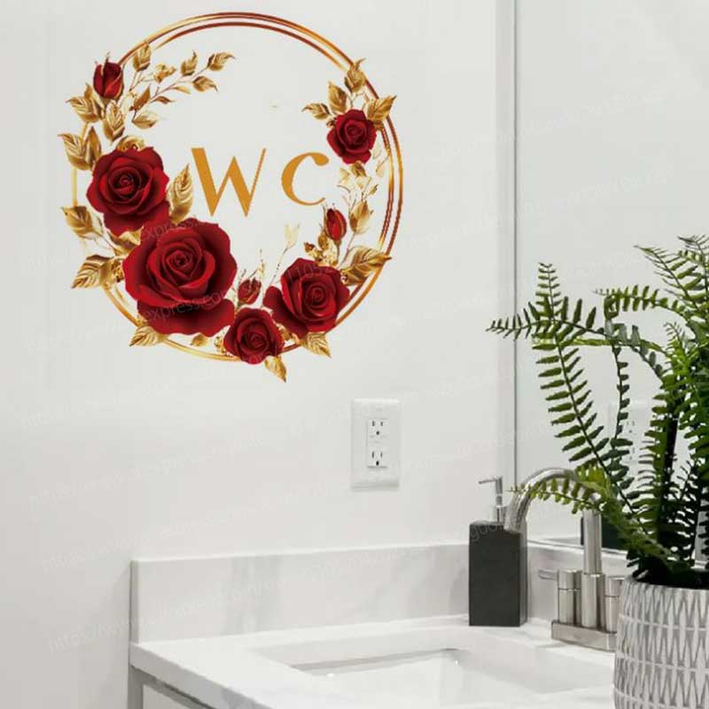Creative Red Gold Flower Bathr - Home Bathroom Tiles Design review and price