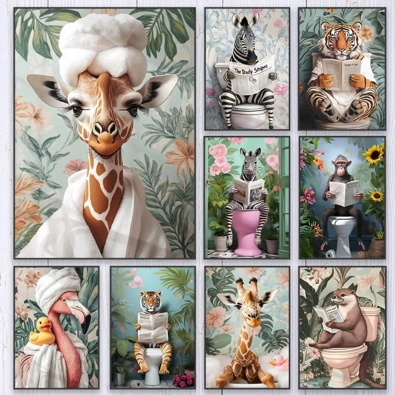 Zebra on Toilet Bathroom Poste - Home Bathroom Pictures review and price