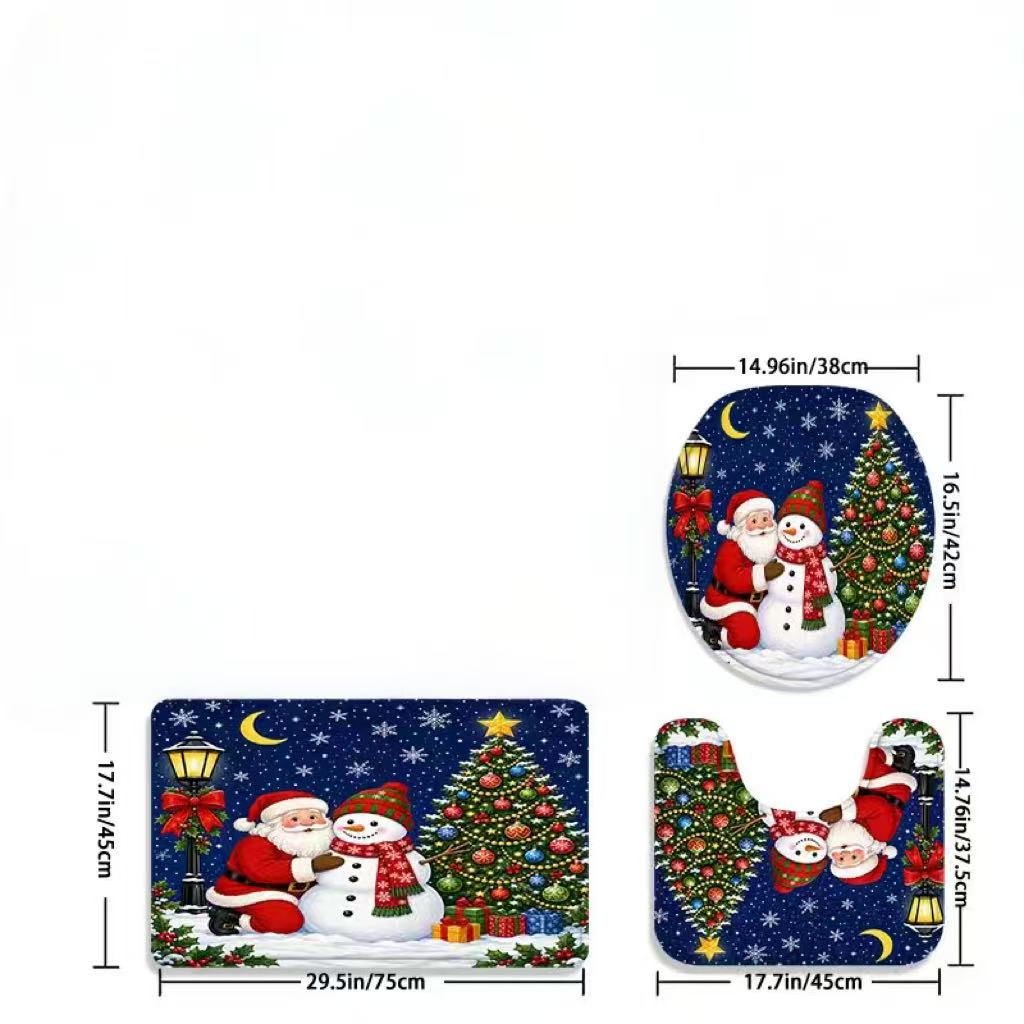 3Pcs Christmas Bathroom Rug Se - Home Bathroom Scene review and price