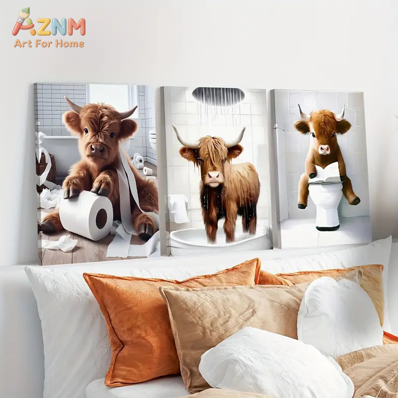 AZNM Funny Highland Cow Bathro - Home Bathroom Scene review and price