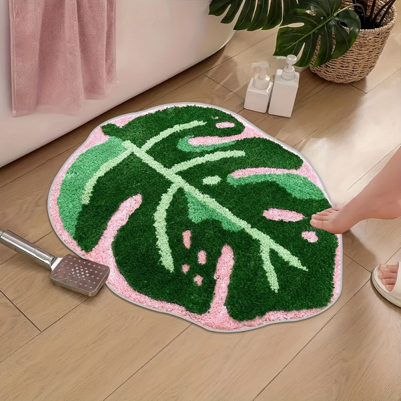 VIKAMA Pink Tropical Leaf Plus - Zara Home Bathroom Mat review and price