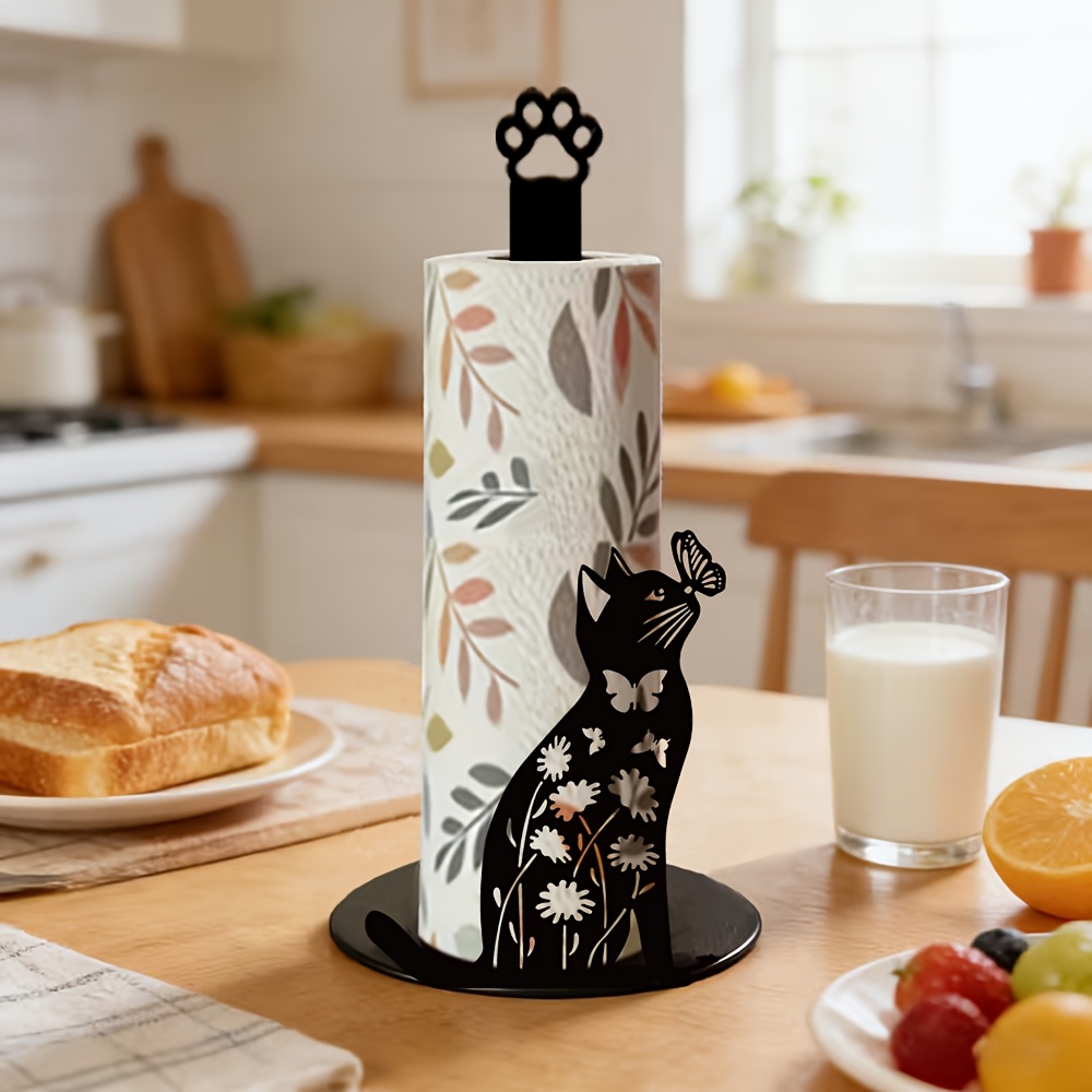 1 Piece 2D Flat Cute Black Cat - Home Bathroom Paper Towel Holder review and price