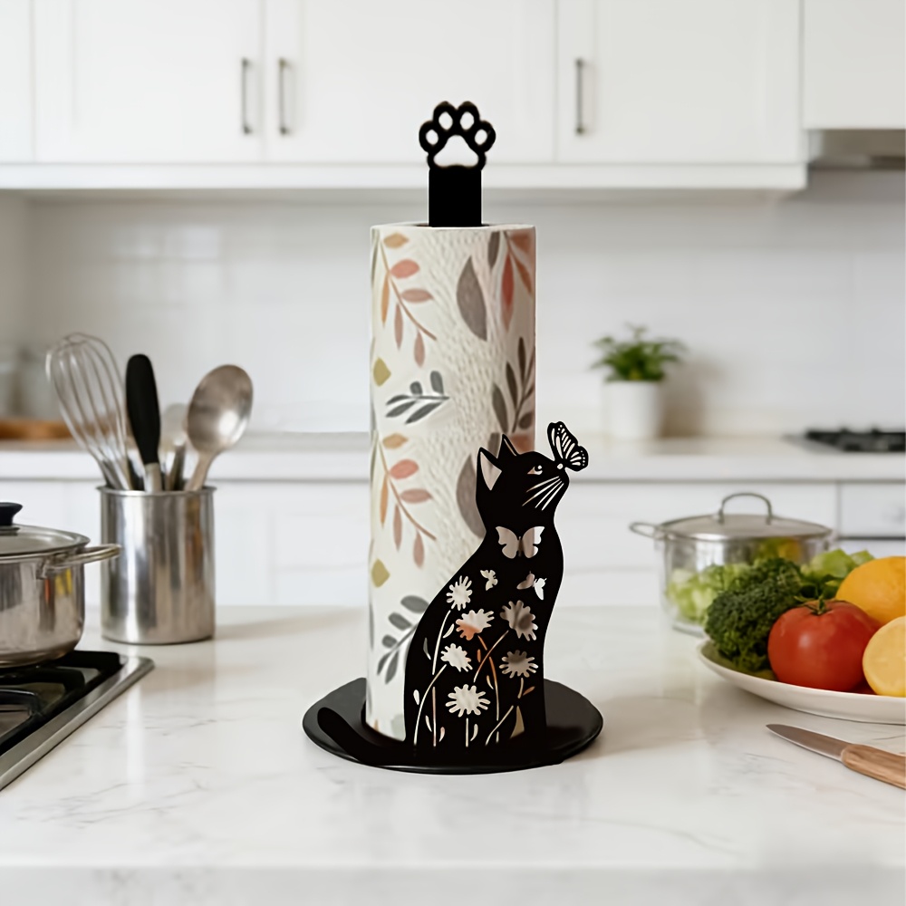 1 Piece 2D Flat Cute Black Cat - Home Bathroom Paper Towel Holder review and price