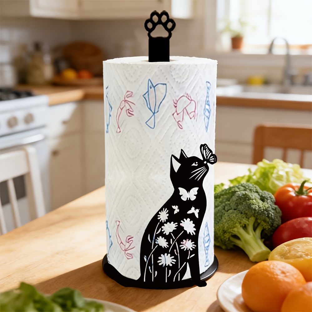 1 Piece 2D Flat Cute Black Cat - Home Bathroom Paper Towel Holder review and price