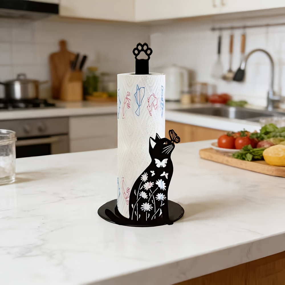 1 Piece 2D Flat Cute Black Cat - Home Bathroom Paper Towel Holder review and price